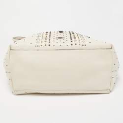 Coach Off White Leather Bandana Rivets Shopper Tote