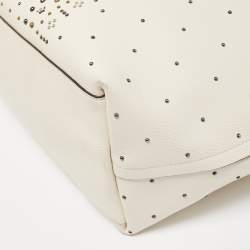 Coach Off White Leather Bandana Rivets Shopper Tote