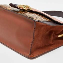 Coach Tricolor Leather,Suede and Watersnake Leather Tabby Top Handle Bag