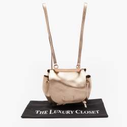 Pre Owned Coach Rose Gold Leather Derby Backpack