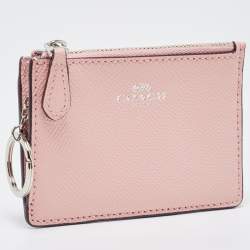 Pre Owned Coach Light Pink Leather Slim ID Zip Card Holder