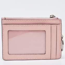 Pre Owned Coach Light Pink Leather Slim ID Zip Card Holder
