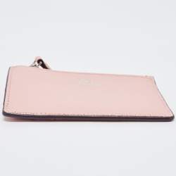 Pre Owned Coach Light Pink Leather Slim ID Zip Card Holder