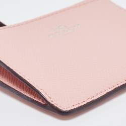 Pre Owned Coach Light Pink Leather Slim ID Zip Card Holder