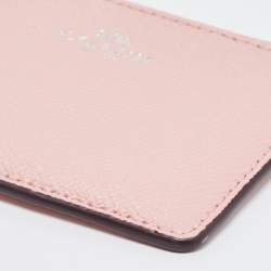 Pre Owned Coach Light Pink Leather Slim ID Zip Card Holder