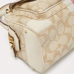 Coach Beige Signature Coated Canvas and Leather Heritage Satchel 