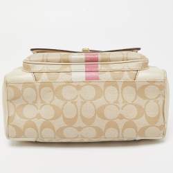 Coach Beige Signature Coated Canvas and Leather Heritage Satchel 