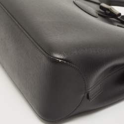 Pre Owned Longchamp Black/Rust Leather Roseau Tote