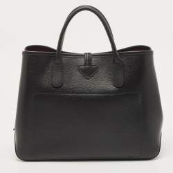Pre Owned Longchamp Black/Rust Leather Roseau Tote
