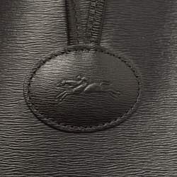 Pre Owned Longchamp Black/Rust Leather Roseau Tote