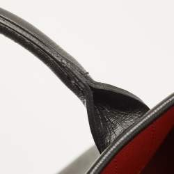 Pre Owned Longchamp Black/Rust Leather Roseau Tote