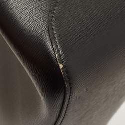 Pre Owned Longchamp Black/Rust Leather Roseau Tote