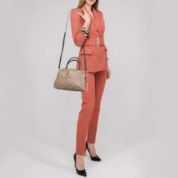 Coach Multicolor Signature Coated Canvas and Leather Mini Lillie Carryall Satchel