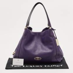 Pre Owned Coach Purple Leather Edie Shoulder Bag