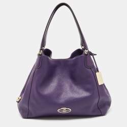 Pre Owned Coach Purple Leather Edie Shoulder Bag