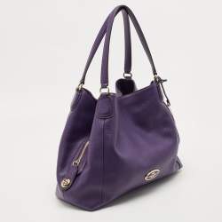 Pre Owned Coach Purple Leather Edie Shoulder Bag