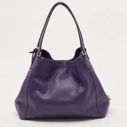 Pre Owned Coach Purple Leather Edie Shoulder Bag