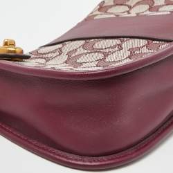 Coach Burgundy Signature Canvas and Leather Swinger 20 Shoulder Bag