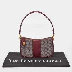 Coach Burgundy Signature Canvas and Leather Swinger 20 Shoulder Bag