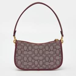 Coach Burgundy Signature Canvas and Leather Swinger 20 Shoulder Bag