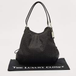 Pre Owned Coach Black Signature Canvas and Leather Madison Phoebe Shoulder Bag