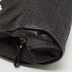 Pre Owned Coach Black Signature Canvas and Leather Madison Phoebe Shoulder Bag
