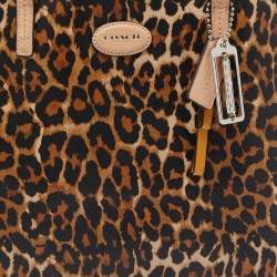 Pre Owned Coach Beige/Brown Leopard Print Coated Canvas City Tote