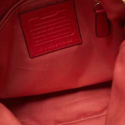 Pre Owned Coach Red Leather Front Zip Tote