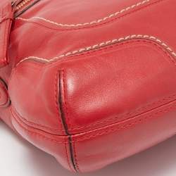 Pre Owned Coach Red Leather Front Zip Tote