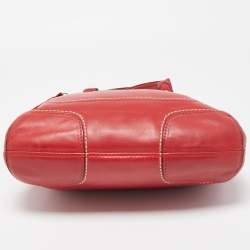 Pre Owned Coach Red Leather Front Zip Tote