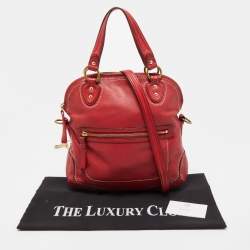 Pre Owned Coach Red Leather Front Zip Tote