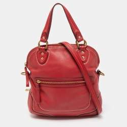 Pre Owned Coach Red Leather Front Zip Tote