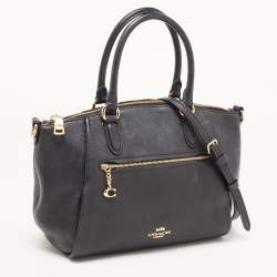 Pre Owned  Coach Black Leather Elise Zip Satchel 