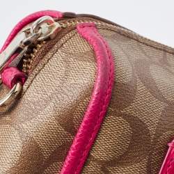 Coach Beige/Pink Signature Coated Canvas and Leather Mini Bennett Satchel