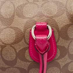 Coach Beige/Pink Signature Coated Canvas and Leather Mini Bennett Satchel
