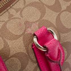 Coach Beige/Pink Signature Coated Canvas and Leather Mini Bennett Satchel