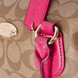 Coach Beige/Pink Signature Coated Canvas and Leather Mini Bennett Satchel