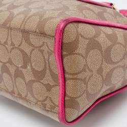 Coach Beige/Pink Signature Coated Canvas and Leather Mini Bennett Satchel