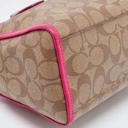 Coach Beige/Pink Signature Coated Canvas and Leather Mini Bennett Satchel