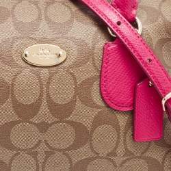 Coach Beige/Pink Signature Coated Canvas and Leather Mini Bennett Satchel
