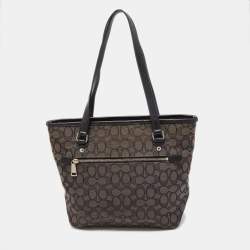 Coach Black/Dark Grey Signature Canvas and Leather Tote