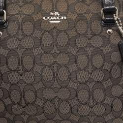 Coach Black/Dark Grey Signature Canvas and Leather Tote