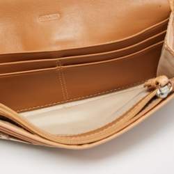 Coach Natural/Beige Signature Canvas and Leather Flap Continental Wallet