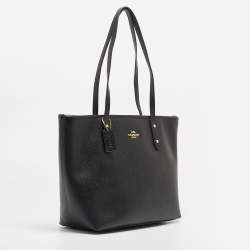 Coach Black Leather City Top Zip Tote