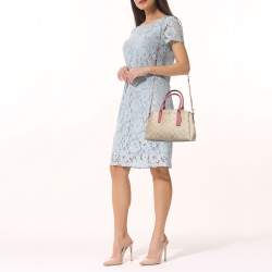 Coach Beige/Pink Signature Coated Canvas and Leather Mini Sage Carryall Satchel