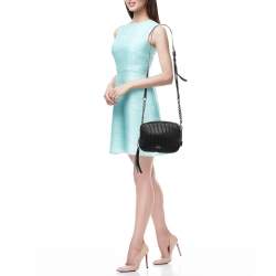 مملوكة مسبقًا Coach Black Quilted Leather Studded Camera Crossbody Bag