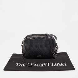 مملوكة مسبقًا Coach Black Quilted Leather Studded Camera Crossbody Bag