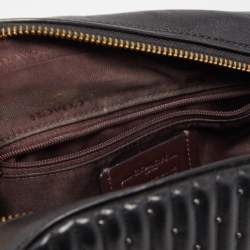 مملوكة مسبقًا Coach Black Quilted Leather Studded Camera Crossbody Bag
