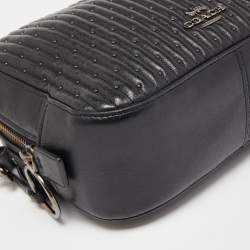 مملوكة مسبقًا Coach Black Quilted Leather Studded Camera Crossbody Bag