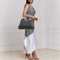 Pre Owned Coach Black Signature Fabric and Leather Ashley Shoulder Bag